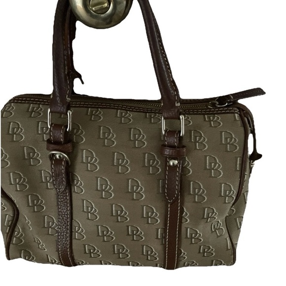 Vintage Dooney And Bourke Canvas And Leather Satchel Bag Buckles Signature Bag - Picture 2 of 10